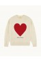 From Future Future Embroidery Heart Crewneck Sweater White | Women Cashmere Crewneck Sweaters