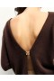 From Future Long Sleeve Backless Top Chocolate | Women Knit Tops