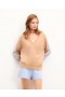 From Future V-Neck Oversized Sweater With Striped Sleeves Tropical Camel | Women Cashmere V-Neck Sweaters