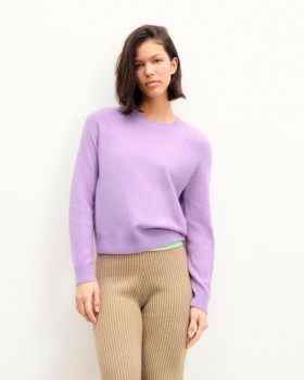 From Future Embroidered Heart Crewneck Sweater Fantasy Lilac | Women Cashmere Crewneck Sweaters