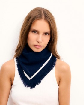 From Future Regular Two-Tone Scarf Navy | Accessories Cashmere Scarves & Collars