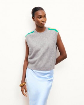 From Future Sleeveless Sweater With Multicolor Stripes On The Sleeves Dark Heather Gray | Women Sleeveless Sweaters