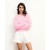 From Future Short Crewneck Sweater With Contrast Fantasy Thread Fantasy Pink | Women Cashmere Crewneck Sweaters