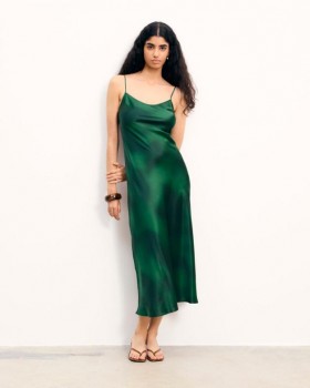  Vestido longo de alças longas da Gisele do futuro, estampa Blurry Garden | Vestidos femininos