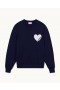  From Future Embroidered Heart Crewneck Sötétkék Férfi merinógyapjú Pulóverek