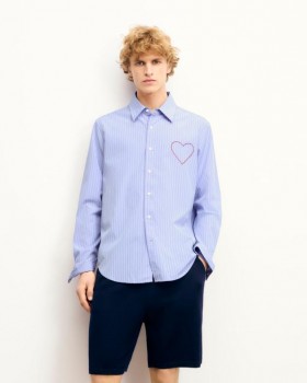  Camicia a maniche lunghe From Future Bleu Clair Raye | Camicie e t-shirt da uomo