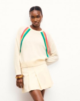  From Future Maglione girocollo a righe multicolori bianco | Maglioni girocollo in cashmere da donna