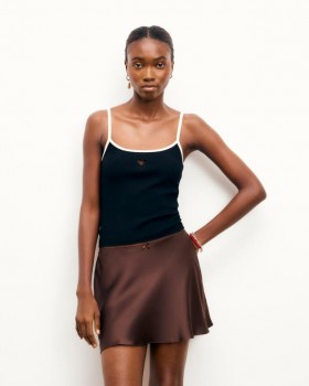  From Future Top bicolore con spalline a cuore nero | Maglieria estiva da donna