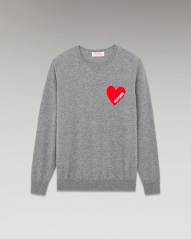  From Future Heart クルーネックセーター ダークヘザーグレー | メンズ カシミア クルーネックセーター