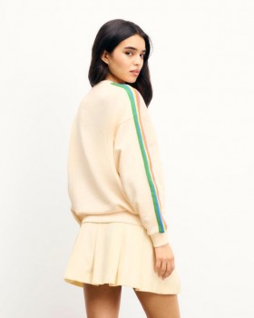  From Future Crewneck Genser Flerfargede Stripes Sand | Dame Sommerstrikk