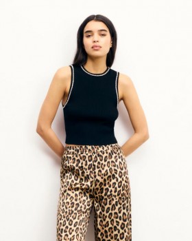  From Future Tanktopp med Rhinestone-krage, svart | Dame Sommerstrikk