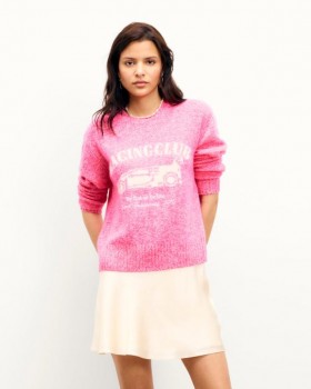  Sweter z okrągłym dekoltem w kolorze Future Elctrc Pink Mln | Swetry damskie z kaszmiru z okrągłym dekoltem