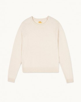  Sweter z okrągłym dekoltem i rękawami typu raglan w kolorze białym | Letnie dzianiny damskie