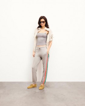  Spodnie dresowe damskie Future Straight Joggers w wielokolorowe paski w kolorze jasnoszarym |