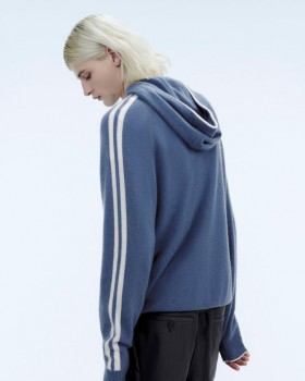 Bluza z kapturem w paski w kolorze Future Storm Blue | Bluzy z kapturem męskie