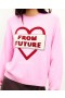  Pulover cu guler rotund Heart From Future roz crem | Pulovere cu guler rotund din cașmir pentru femei
