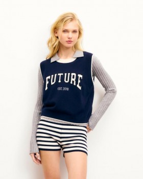  Pulover fără mâneci de la Future Future, bleumarin | Tricoturi de vară pentru femei