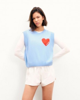  Pulover fără mâneci From Future Heart, albastru-ceruleț | Tricoturi de vară pentru femei