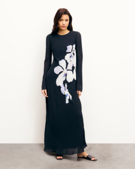  Rochie lungă cu mânecă lungă de la Future Marlow, Big Black Orchi | Rochii de damă