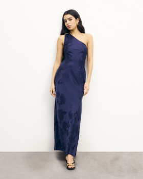  Rochie lungă asimetrică de la Future Rosa, jacquard bleumarin | Rochii de damă
