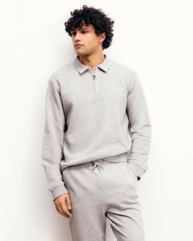  From Future Quarter Zip Neck Sweatshirt Ljusgrå | Herr Hoodies