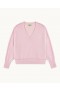  Suéter de cuello en V rosa cielo de From Future | Suéteres de cachemir con cuello en V para mujer