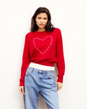 Suéter de cuello redondo rojo pasión de Future | Suéteres de cuello redondo de cachemir para mujer