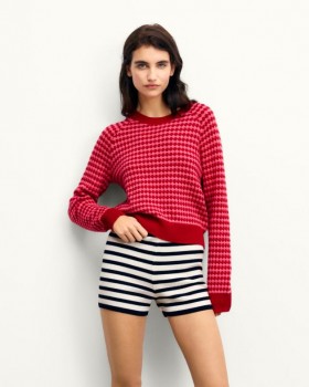  Suéter de cuello redondo rojo pasión de Future | Prendas de punto de verano para mujer