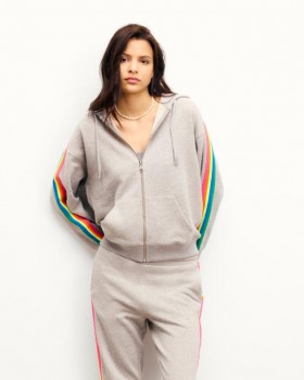  Sudadera con capucha From Future, rayas multicolores, gris jaspeado claro | Sudaderas con capucha para mujer