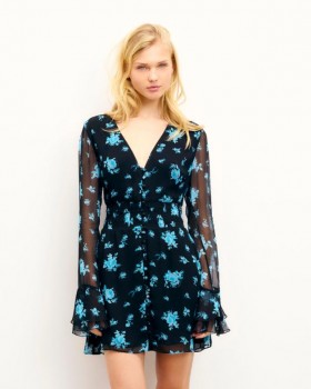  Vestido corto de manga larga Lina de Future, color azul marino | Vestidos de mujer