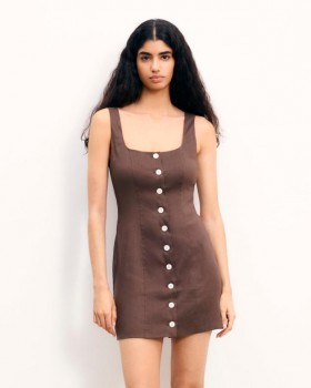  Vestido Simona de tirantes cortos color chocolate de Future | Vestidos de mujer