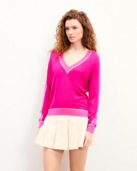  From Future V-hals sweater tropisk hindbær | Dame sommerstrik