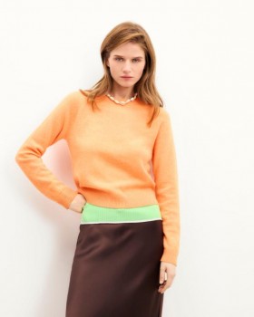  Van Future Light Raglan Sleeve Crewneck Sweater Elctrc Orng Mln | Dames Zomer Breisels