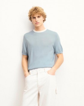  From Future Two-Tone Polo Neck Sweater Grijsblauw | Merinowol Truien voor Heren