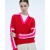  From Future Tricolor Polo Neck Sweater Perfect Red | Dames kasjmier V-hals truien