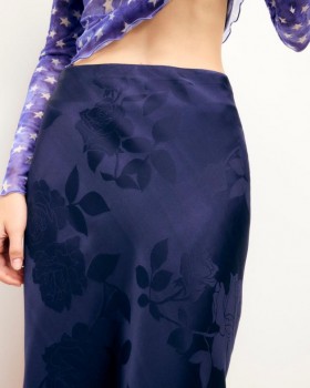  Future Gina Midi Long Skirt Navy Jacquard | Naisten hameet