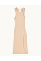  Robe longue Future beige clair à bretelles et col strass | Robes femme