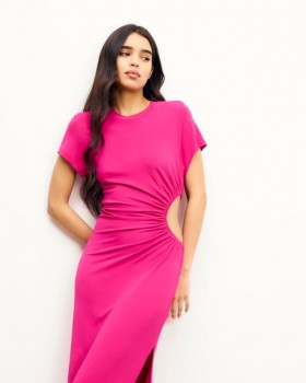  Robe longue à manches courtes Future Harper, motif framboise tropicale | Robes pour femmes