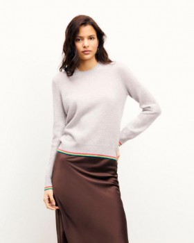  Pull col rond multicolore From Future, gris chiné clair | Pulls col rond en cachemire pour femme