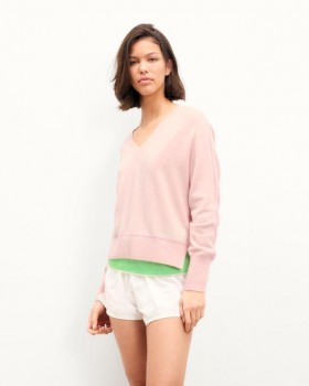  Pull col V From Future rose ciel | Pulls col V en cachemire pour femme