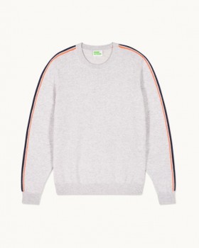  From Future Rundhalspullover, hellgrau meliert | Herren-Kaschmirpullover mit Rundhalsausschnitt