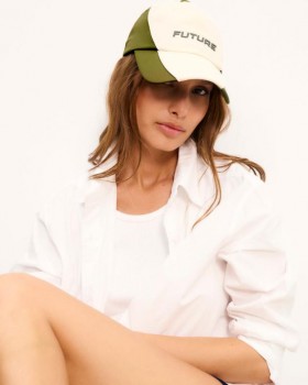  Von Future Future Paris: Zweifarbige Schirmmütze mit gebogenem Schirm, Khaki | Accessoires