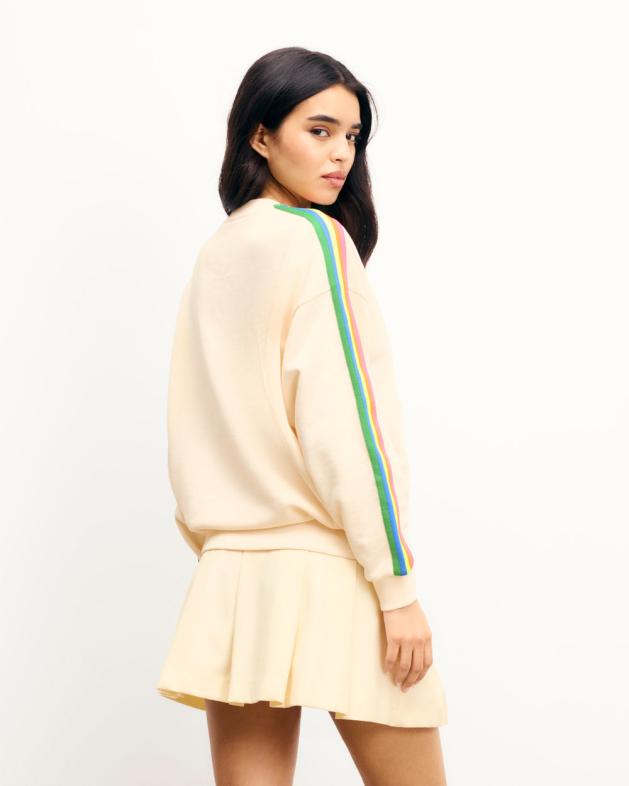 From Future Crewneck Sweatshirt Multicolored Stripes Sand | Women Summer Knits